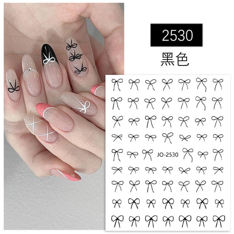 Multi-Size Bow Nail Art Sticker Sweet Wind White Bow Wearing Nail Adhesive Nail Sticker