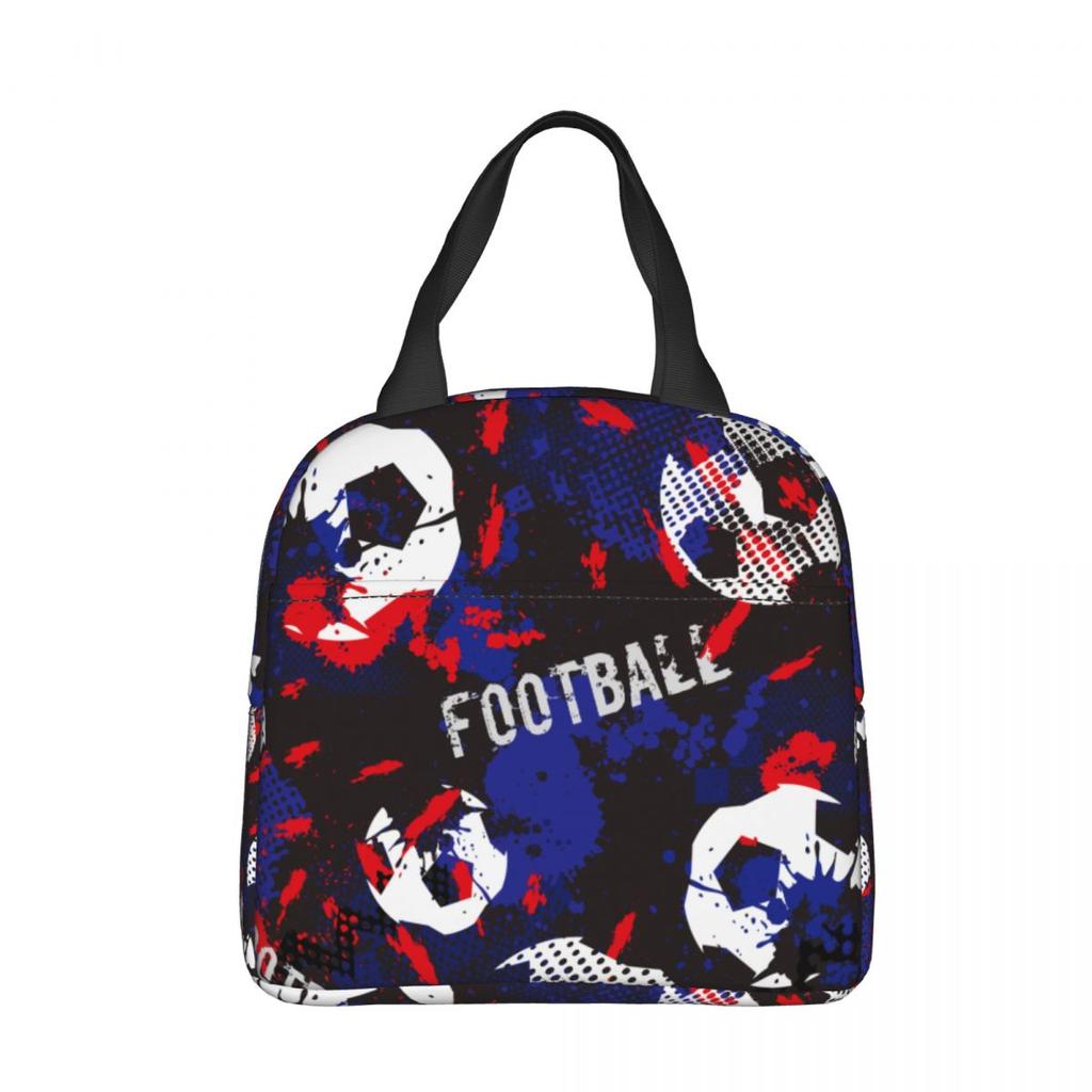 Cartoon Soccer Ball Football Insulated Lunch Bag Thermal Bag Reusable High Capacity Lunch Box Tote Food Bag Beach Outdoor