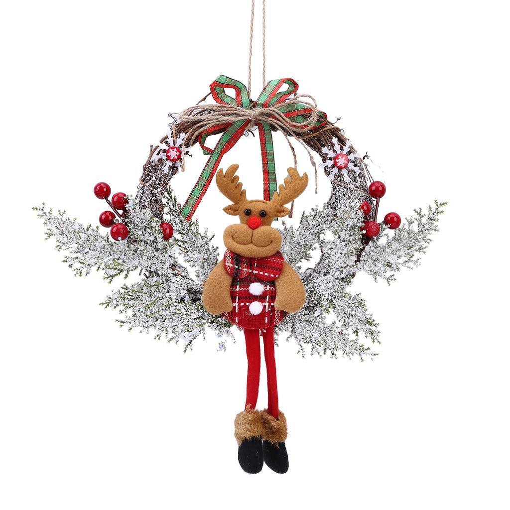 Christmas Wooden Hanging Garland Multifunctional Snowman Hanging Garland Artificial Festival Theme for Farmhouse Front Door Wall