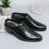 Fashion 4CM Heels Men Loafers Casual Dress Shoes Fashion Leather Summer Flats Slip-On Classic Black Footwear Zapatos Para Hombre Male