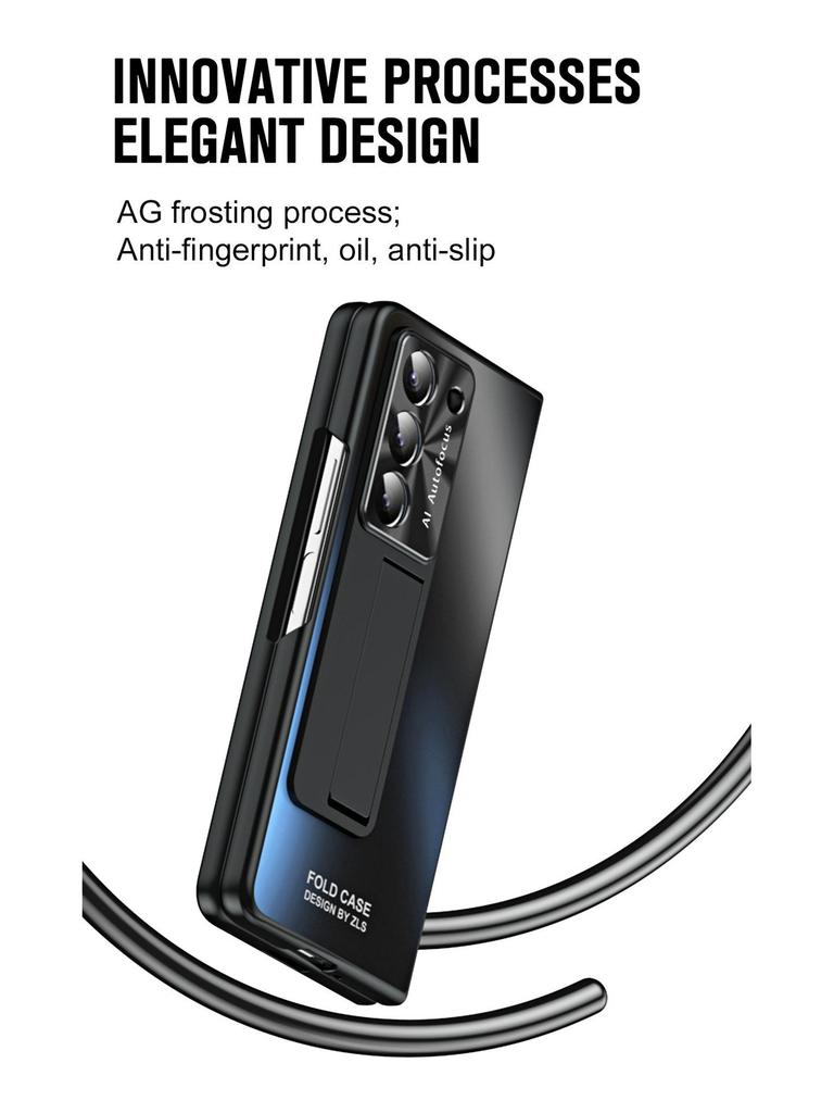Samsung Z Fold7/6/5/4/3 Handyhülle mit Stifthalter & Ständer, Displayschutzfolie, Sturzsicheres Design
