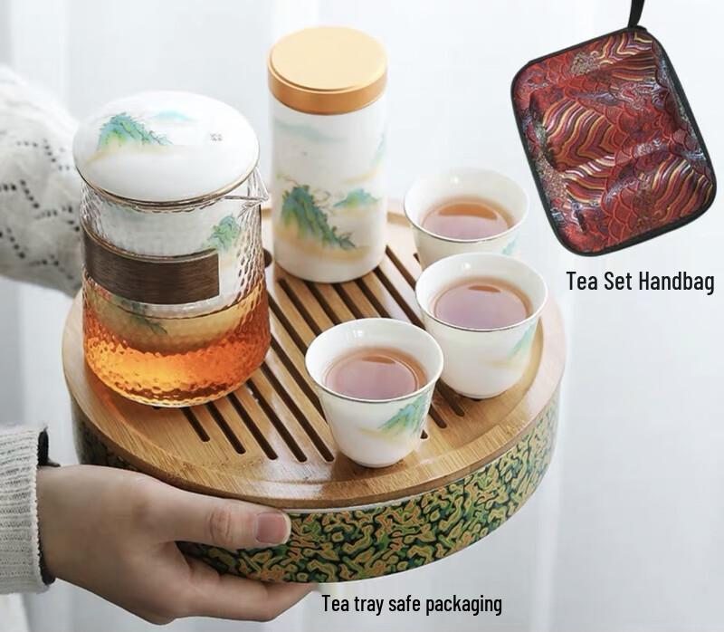 Chaxun Portable Ceramic Travel Tea Set - Green Mountains