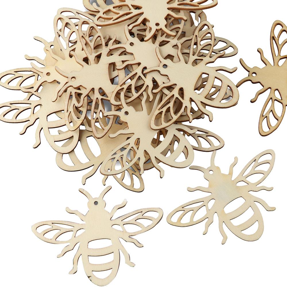 

Wooden Little bee shape Log color Wooden decoration Unfinished card Cartoon pattern Art