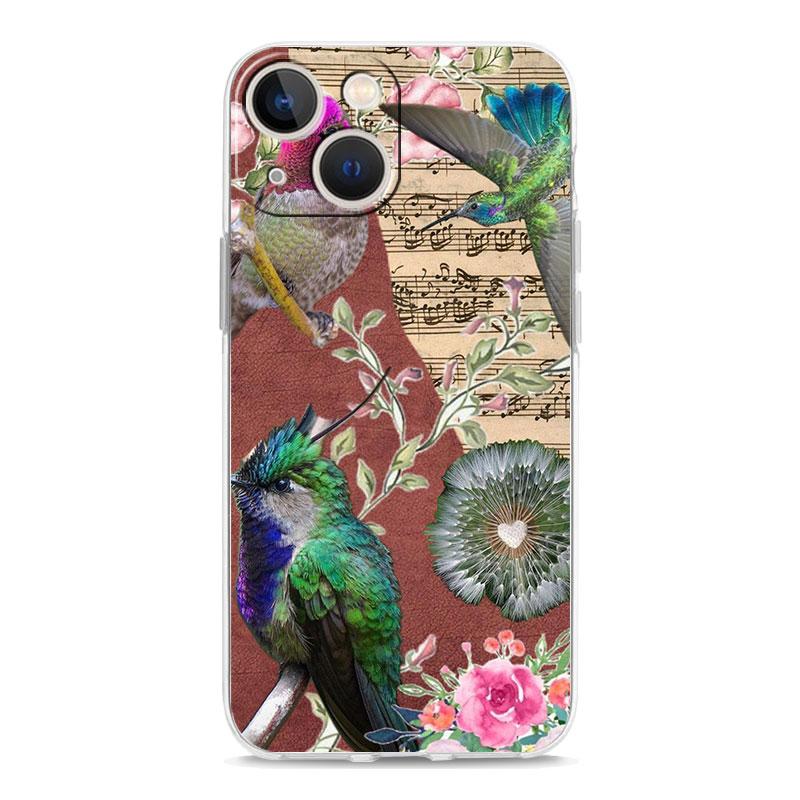 Phone Case For iPhone 16 Cases iPhone 15 12 13 14 16 Pro Max X XR XS Max 15 Plus 16Pro iPhone11 Clear Soft Cover Hummingbird