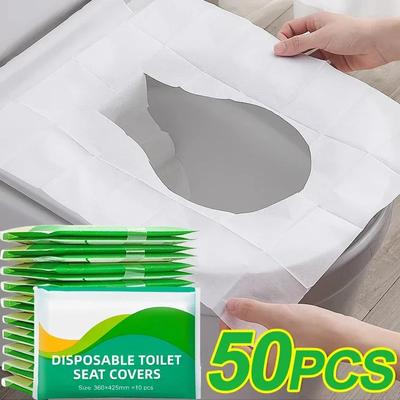 50/10PCS Disposable Toilet Seat Cover Portable Travel Camping Hotel Toilet Seat Pads Soluble Water Bathroom Toilet Mat Paper