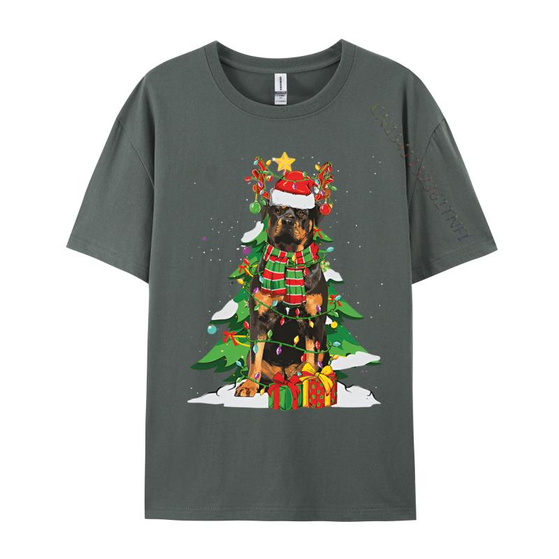 Santa Reindeer Rottweiler Dog Xmas Tshirt Graphic Tee Shirt Male Vintage Cotton Tops Tees Cute Oversized T Shirt