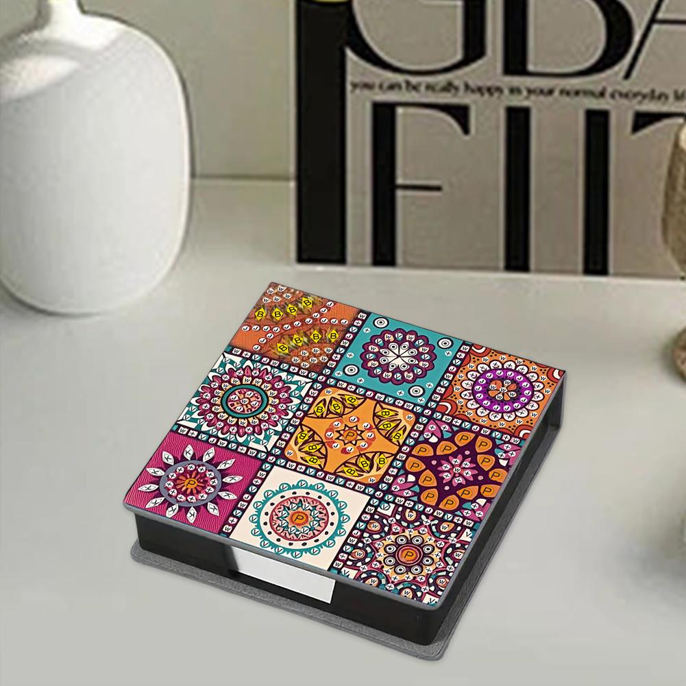 5D DIY Leather Diamond Painting Notecard Box Mosaic Kit Gem Painting Memo Pad Holder Diamond Art Note Box for Desktop Decoration