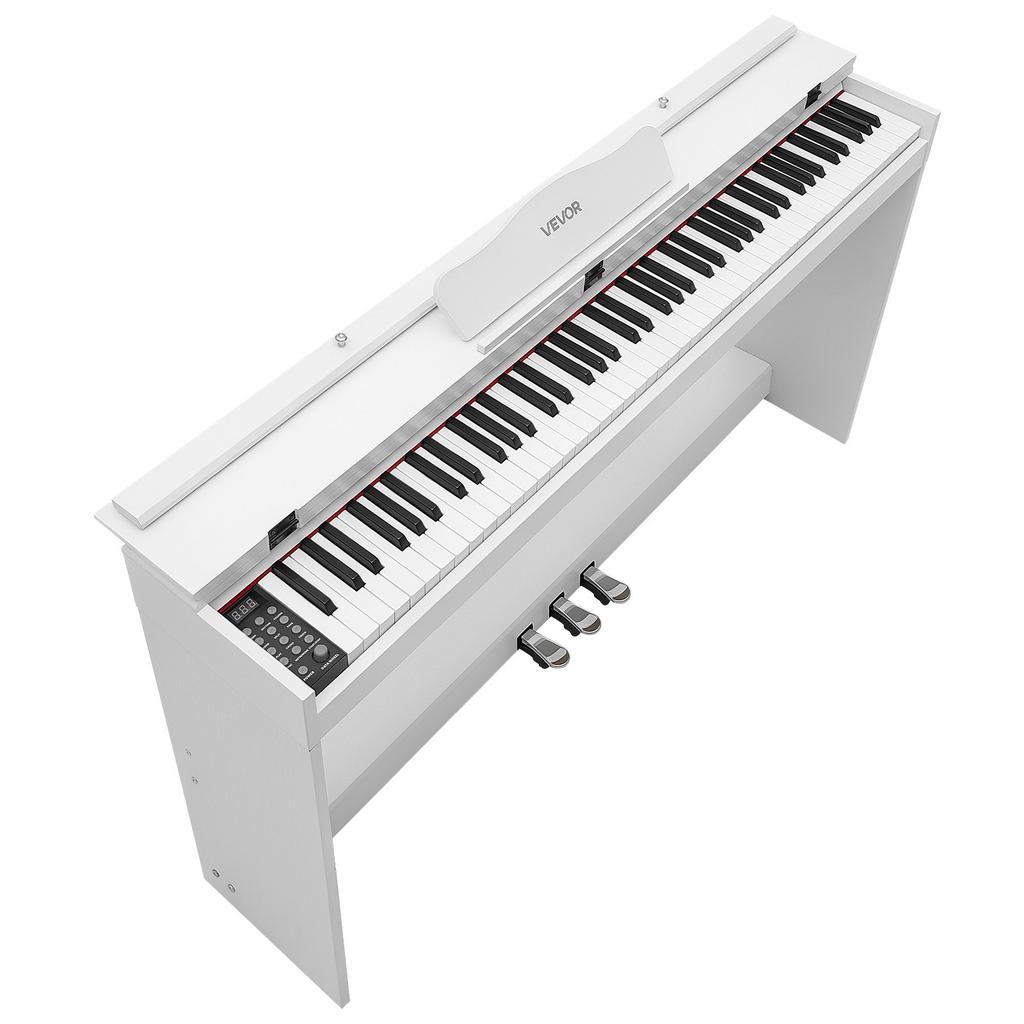 VEVOR Digitalpiano 88 Tasten Halbgewichtete Tastatur mit Ständer Lautsprecher Weiß, für Anfänger, 128 Töne, 128 Rhythmen, Full-Size Elektrisches Klavier