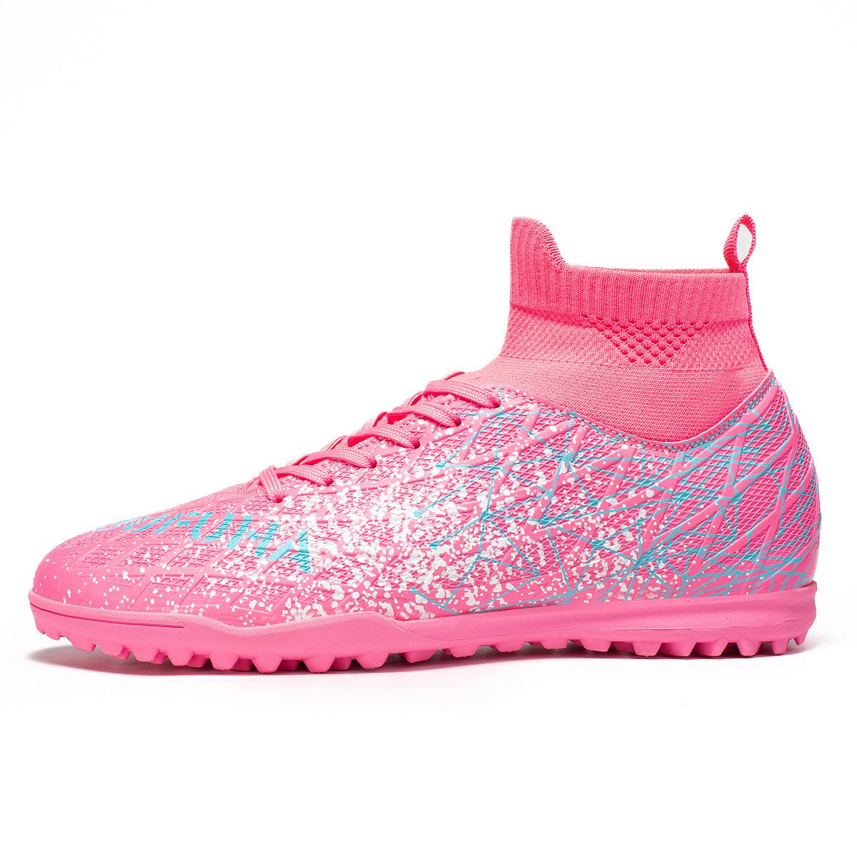 

Новые футбольные бутсы мужские высокие шипы женские газон молодежные студенческие взрослые игровые тренировочные футбольные бутсы 35 розовый