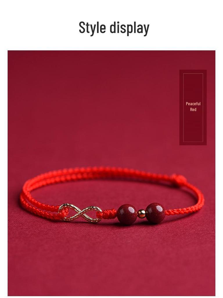 Benmingnian Cinnabar Red String Bracelet & Infinite Richness Anklet Set for Women