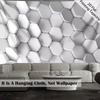 2D  Effect Hexagon Tapestry Minimalist White Geometric Room Background