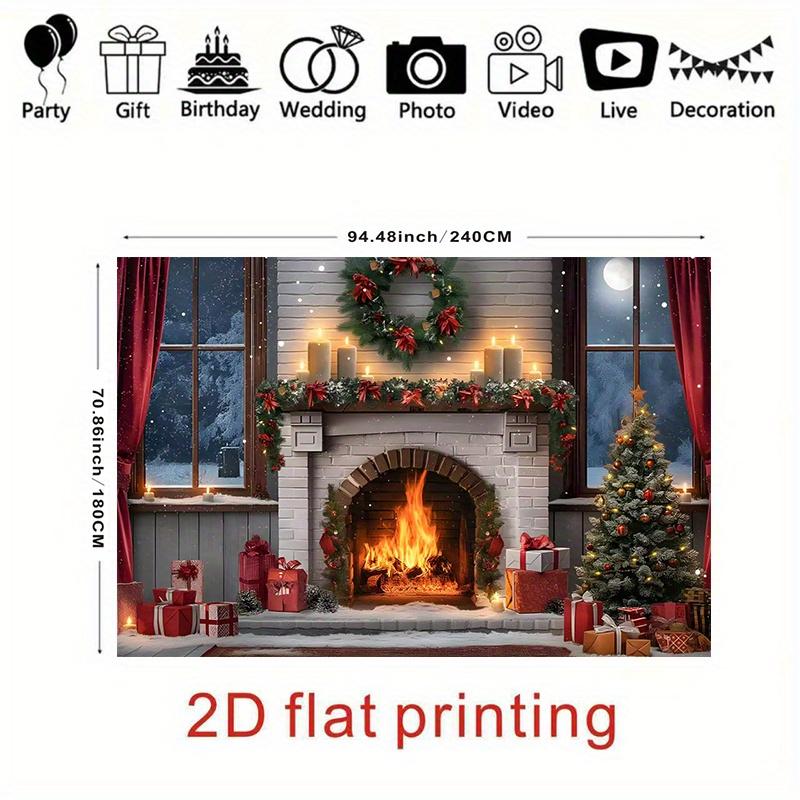 1Pcs Winter Holiday Fireplace Decoration Background Bedroom Backdrop Decorations For Photo Studio Photo Booth Christmas Party