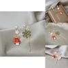 Christmas Bell And Reindeer Dangle Earrings With Electroplated Alloy For Womens Holiday Accessory