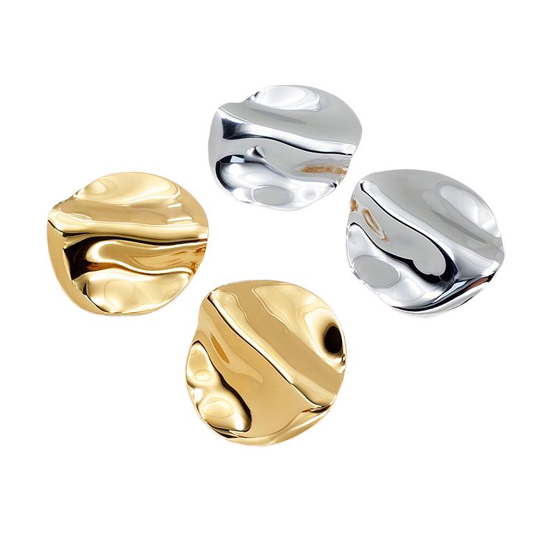 18K Gold Stainless Steel Geometric Earrings: Fashionable, Versatile, Luxury Studs for Women