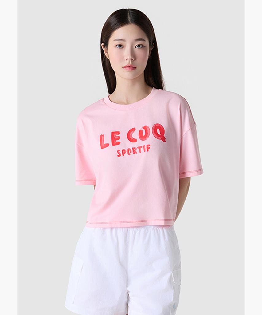 LECOQ Women'S Cropped Loose Fit Short Sleeve T-Shirt - Pink (Qq222Lrs51)
