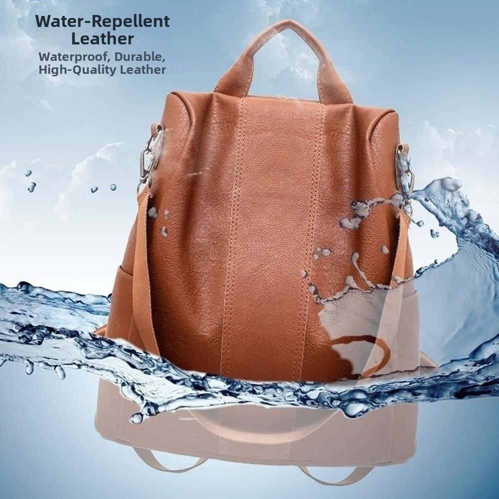 Elegant Soft PU Backpack Korean Style Solid Color Anti-theft Design Backpack Anti-splash Water Multi Pocket