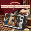 Retro 3D Mobile Phone Screen Amplifier Portable Mini TV Style Video Magnifier with Speaker Foldable Phone Stand for Home