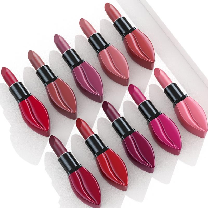 10 Colors Matte Lipstick Dark Red Smudge Proof Labiales Makeup Set Lip Stick Waterproof No Fade Silky Party Portable