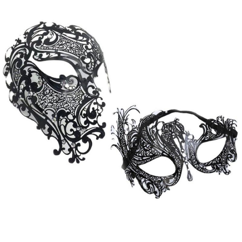Metal Diamond-Studded Iron Mask Half Face One Eye Halloween Party Costume
