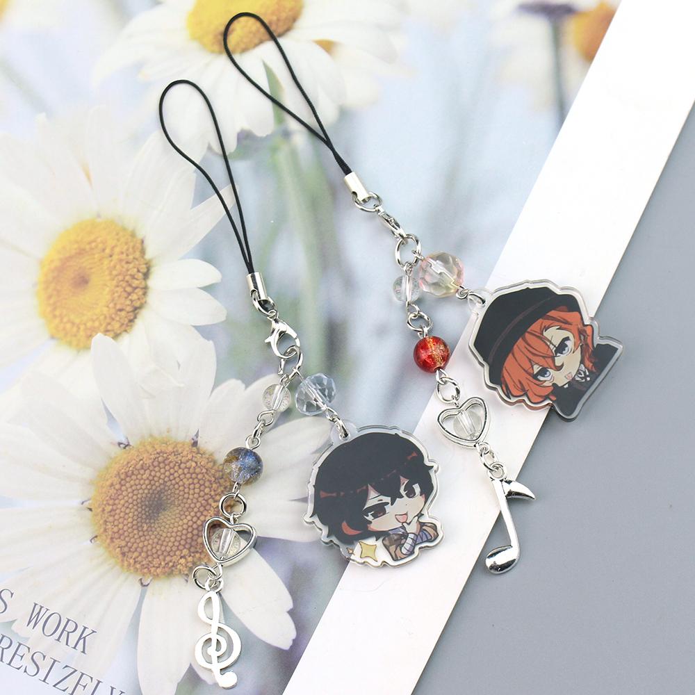 Anime BSD Dazai Osamu and Chuuay Keychain Bungou Stray Dogs Soukoku Inspiration Acrylic Keychain Backbag Keychain Pendant Gifts
