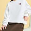 Anta X Kirsh Sports Lifestyle Series Solid Color Round Neck Pullover Fleece Sweatshirt Women sweatshirt Snow-White 962348722-1