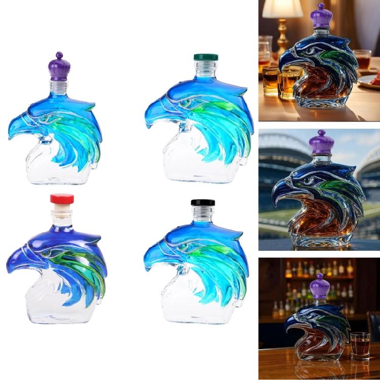Clear Team Pride Decanters With Easy Cleaning Front Showcasing Seahawk Shape Suitable For Daily Use Or Special Event