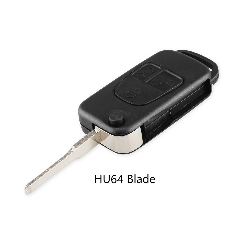 Dandkey 1/2/3/4 Przyciski Kluczyk Samochodowy Składany Klucz Etui Niewycięty Ostrze Hu64 Pokrowiec Dla Mercedes Dla Benz B200 A160 W124 W202 W210