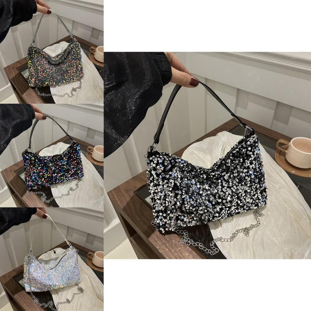 Fashionable 2024 Early Spring Shiny Design Vintage Underarm Handbag Chic Evening Party Bag In Various Colors