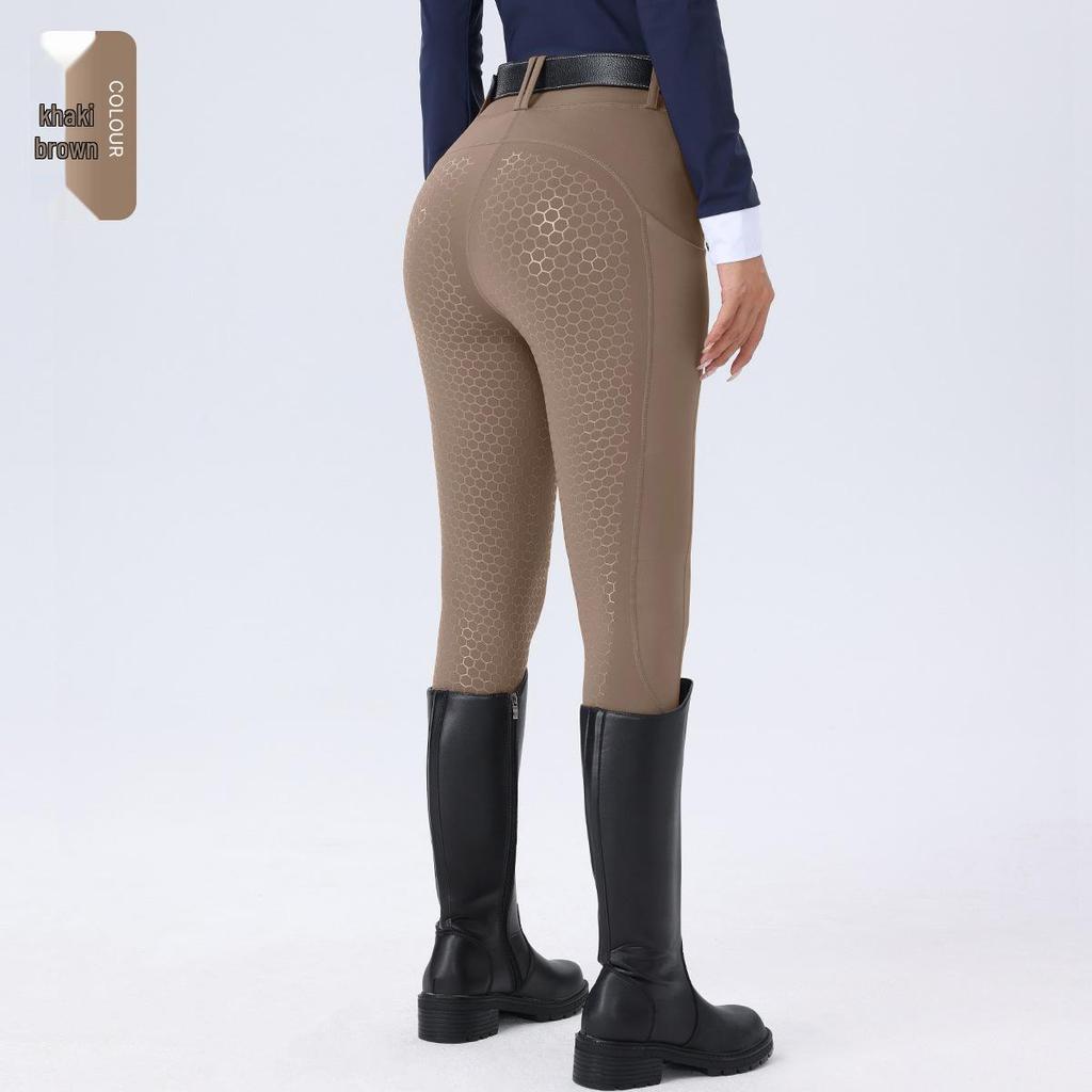 Women's High Waist Equestrian Riding Pants - Full Seat Silicone, Non-slip, Wear-resistant, Tight Fit with Pockets