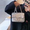 IELGY women's sequined bag, chain messenger small square bag.