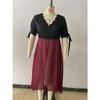 Women's Elegant Off-shoulder V-neck Patchwork Chiffon Faux Two-piece Irregular Plus Size Dress