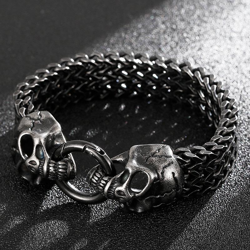 Kalen Vintage 18mm Skull Bracelets Shiny Matte Wolf Head Bracelet Wide Wristband Men's Party Jewelry Gift