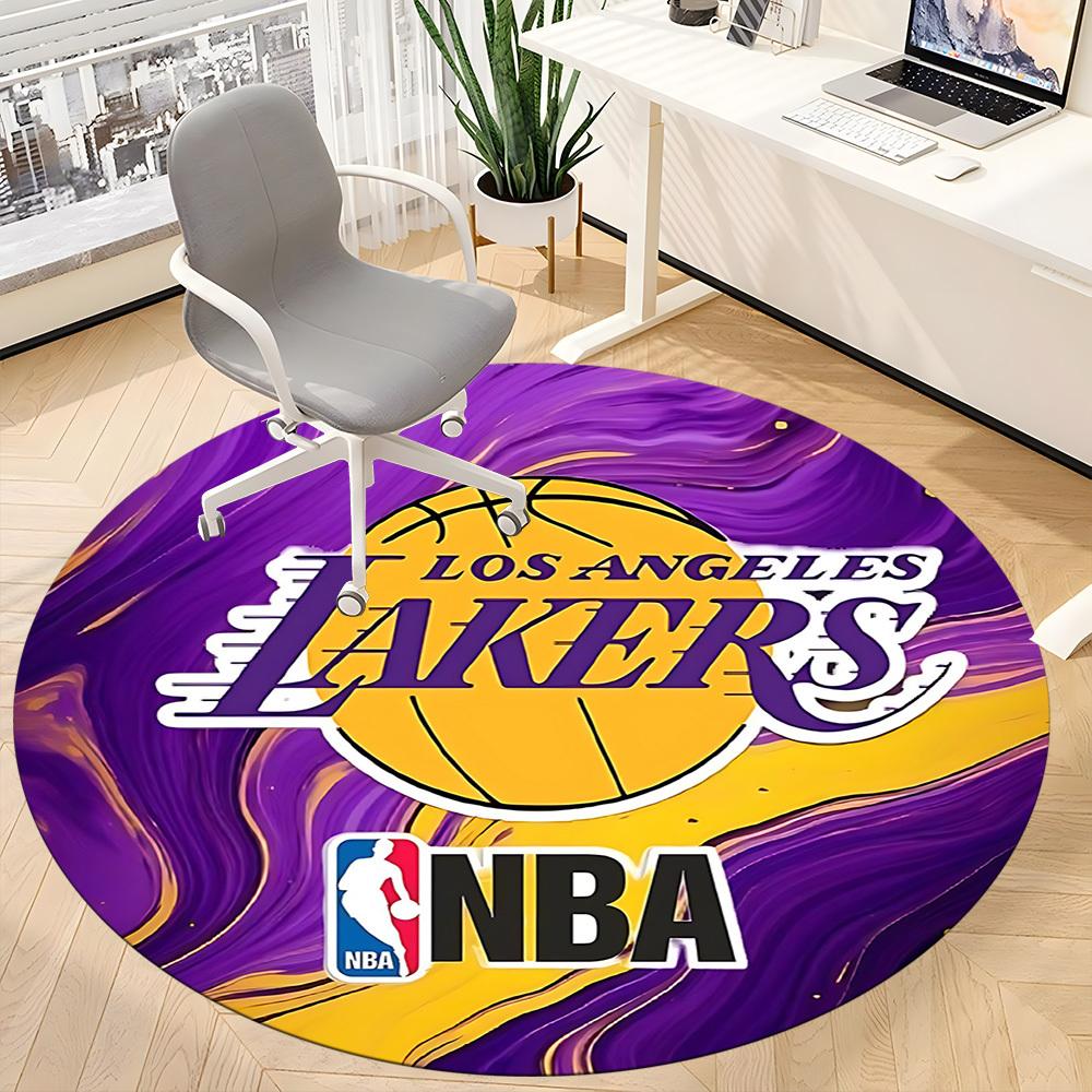 1pc Basketball Lakers Office Round Area Rug,  Under Office Chairs Bedroom Living Room Home Decor a0926182