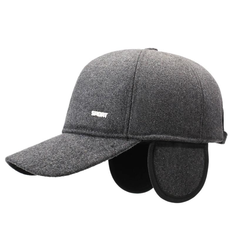 Hat Men's Winter Middle-Aged and Elderly Warm Woolen Baseball Cap Autumn Father Ear Protection Cap