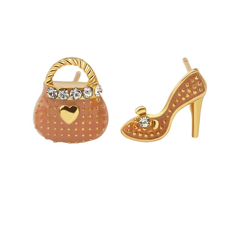 

New Fashion Personality Asymmetric Handbag High Heel Shoes Shape Stud Earrings for Women Classic Accessories Charm Jewerly Gift
