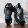 Men's British Style Round Toe Brogue Lace-up Height-Boost Business Casual Shoes