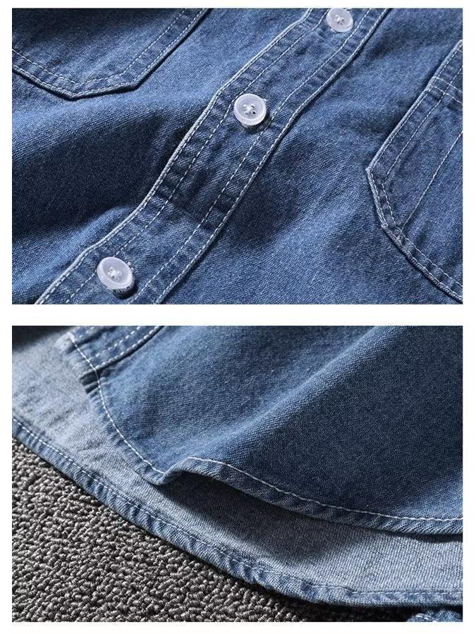 2023 Men's Wear-Resistant Thin Denim Work Shirt - Fashionable Long Sleeve Autumn Jacket