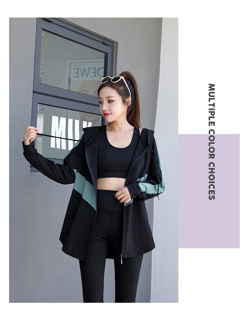 Women's Plus Size Loose Zipper Hoodie Three-Piece Sports Suit with Tapered Pants - Hip Covering, Slimming Yoga Wear