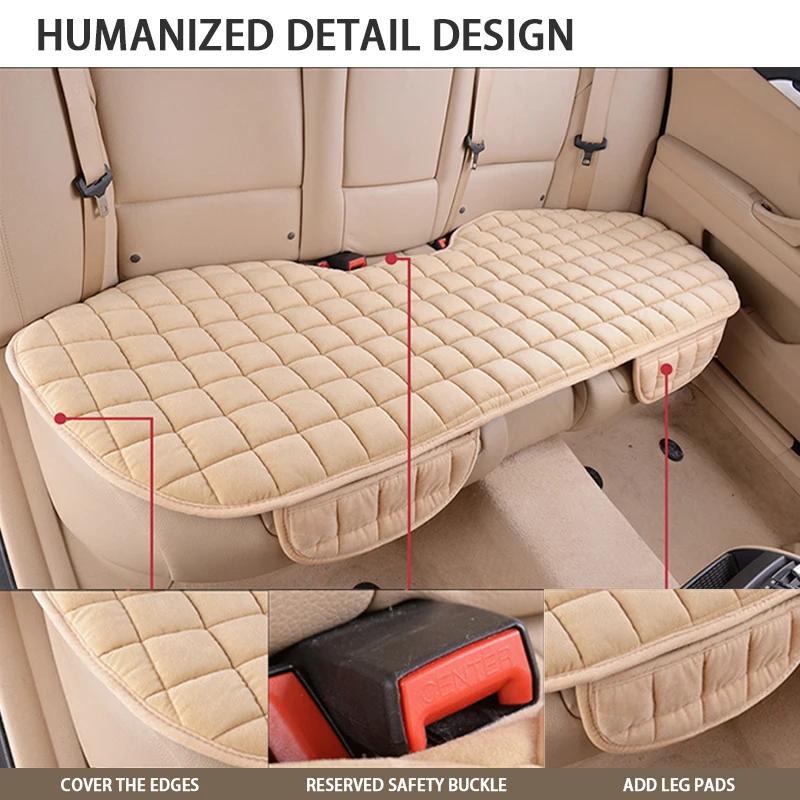 Autumn and Winter Car Seat Cushion Short Plush Plaid Thickened Warm Three-piece Seat Cushion No Backrest Front Row Back