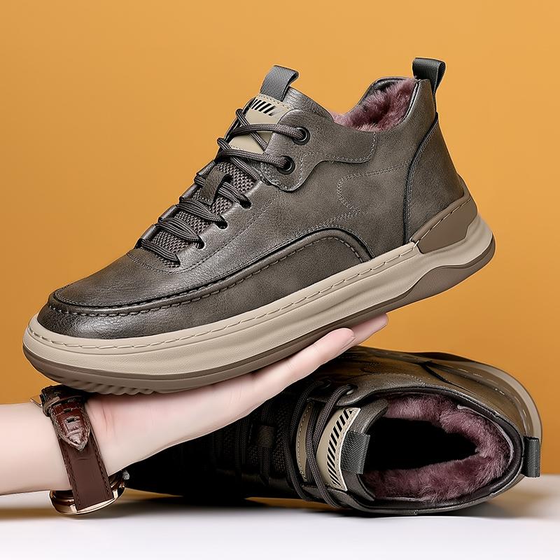 Fashion 2025 Men's Casual Shoes Keep Warm Lace-up Leather Mens Oxford Shoes Outdoor Driving Anti slip Sports Shoes Zapatillas Hombre
