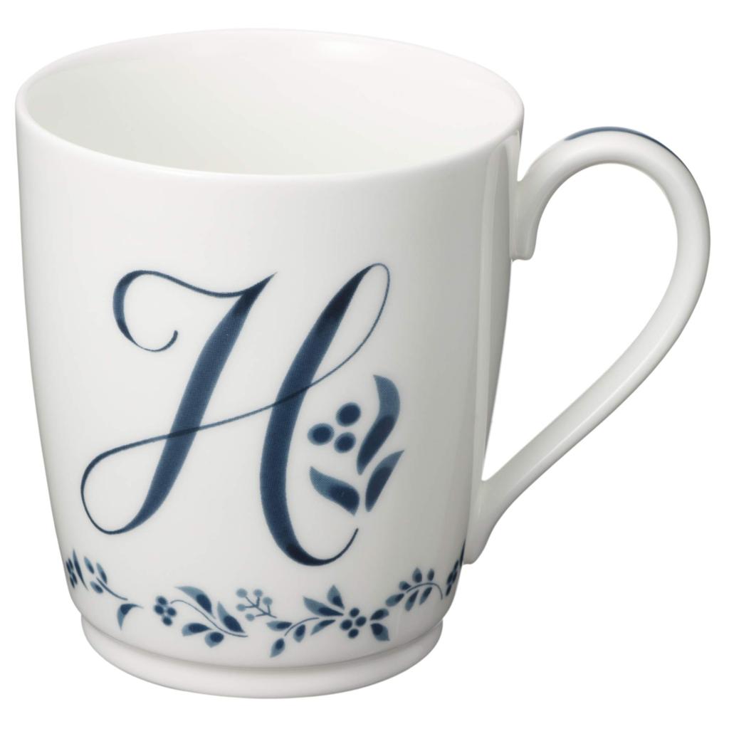 Hrnek Noritake 285cc Kolekce hrnků s abecedou Vhodné do mikrovlnné trouby Vhodné do myčky nádobí H Kostní porcelán MT59880/4946-H