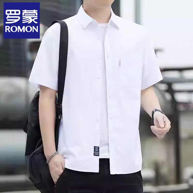 Luo Meng Men s Short Sleeve Cotton Shirt XL