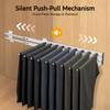 9-Rod Pull-Out Pants Rack – Heavy Duty Slide-Out Trouser Organizer with Silent Rails & Anti-Slip Flocking – Black/Silver