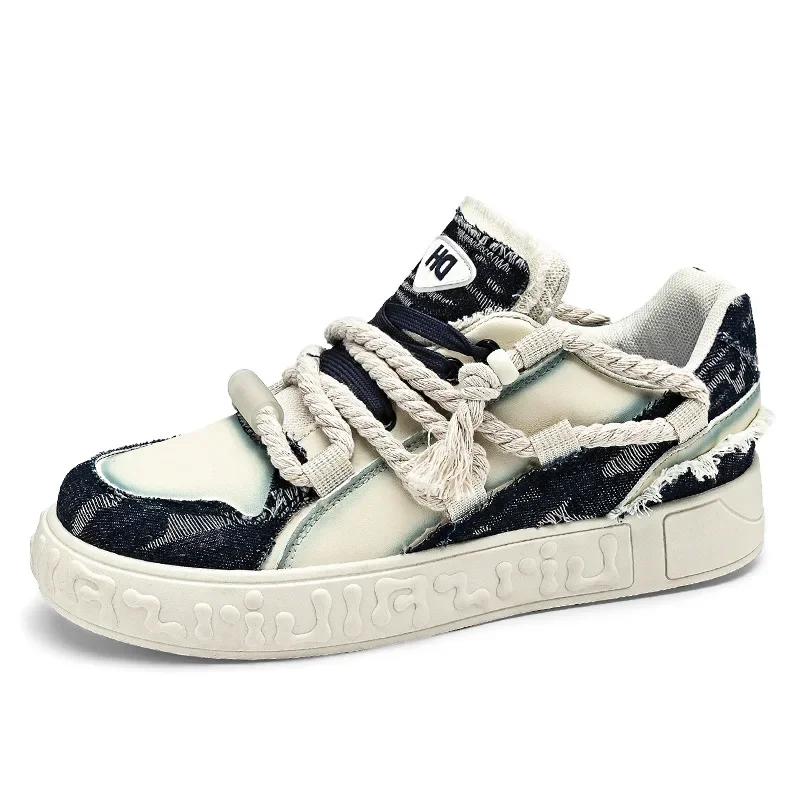Fashion New Men's Platform Lace Up Shoes Flat Autumn Thick Soles Sport Tennis Shoes Student Casual Vulcanized Shoes Zapatos