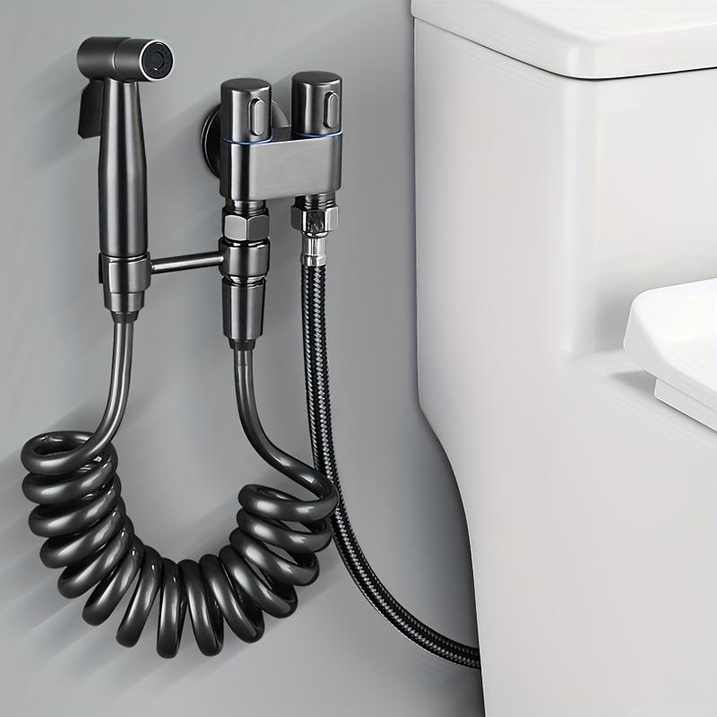 1 Set Wall-Mounted Handheld Bidet Kit, with Stainless Steel Spray Gun, Telescopic Telephone Tube, and Bracket, for Hygienic Toilet Training