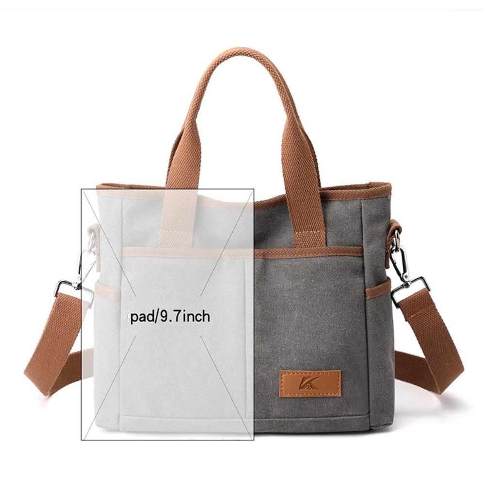 Korean Minimalist Large Canvas Women Crossbody Bag, Durable Washable Versatile Handbag For Office Commute School Life And Weekend Shopping Activities