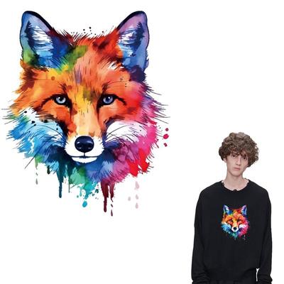 Farben Fuchs Thermo-Patch Streifen DIY Zubehör Aufkleber Wärmepresse Applizierte Mode Jeans Patch für Kleidung Tier Serie Aufkleber