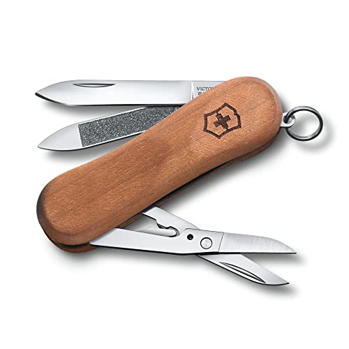 

VICTORINOX 0.6421.63 Executive Wood 81 Swiss Army Knife, Multi-functional Knife, Trekking, Hiking, Wavy Blade Scissors, Nail File, Swiss Multi-Tool wi