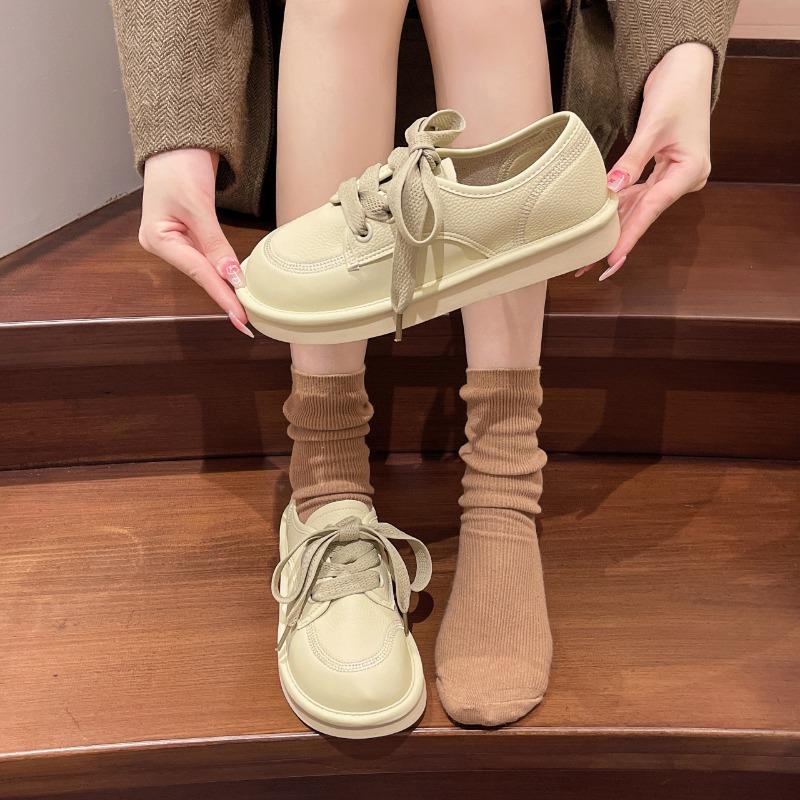 Retro British Style 2024 New Thick Soled Soft Soled Ugly and Cute Casual Shoes with Breathable Design, Niche Boken Women's Shoes
