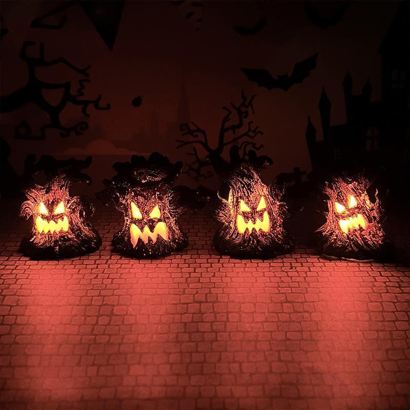 .1Pc Halloween Lighted Spooky Tree Decor Warm LED Glow Resin Build For Halloween Party Tabletop Haunted House Decor